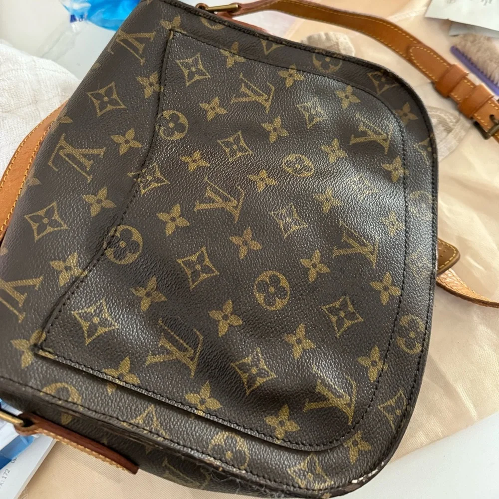 Louis Vuitton Brown Monogram Crossbody Bag with Tan Leather Trim